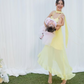 Yellow Fashion Elegant Spaghetti Strap Long Chiffon Ball Gown Evening Dress Wedding Guest Party Dress Prom Dress nv4022