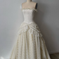 NiceVestidos--Vintage Strapless Lace High-End Wedding Dress, Court Style Corset 3D Floral Embellished Ball Gown for Retro Wedding NV5891