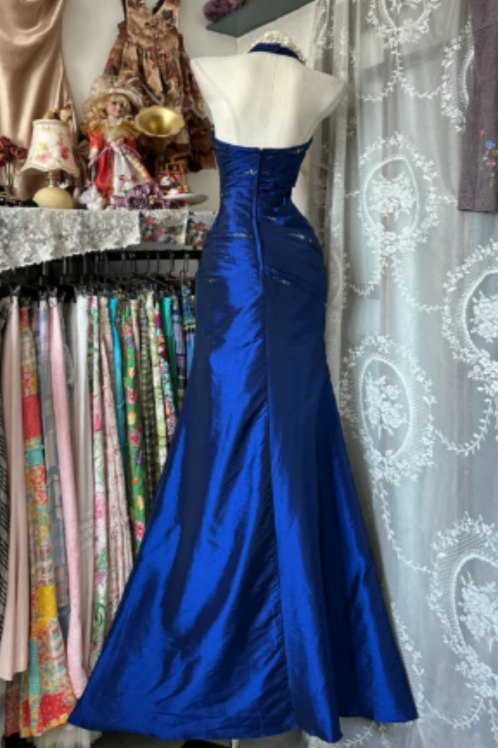 Elegantes langes Retro-Satinkleid NV6656