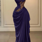 Burgunderfarbenes, langes Samtkleid mit zarter Perlenstickerei NV6687