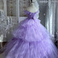 Wedding Essential Lavender Bridal Gown: 3D Rose Details & Flowy Train NV6842