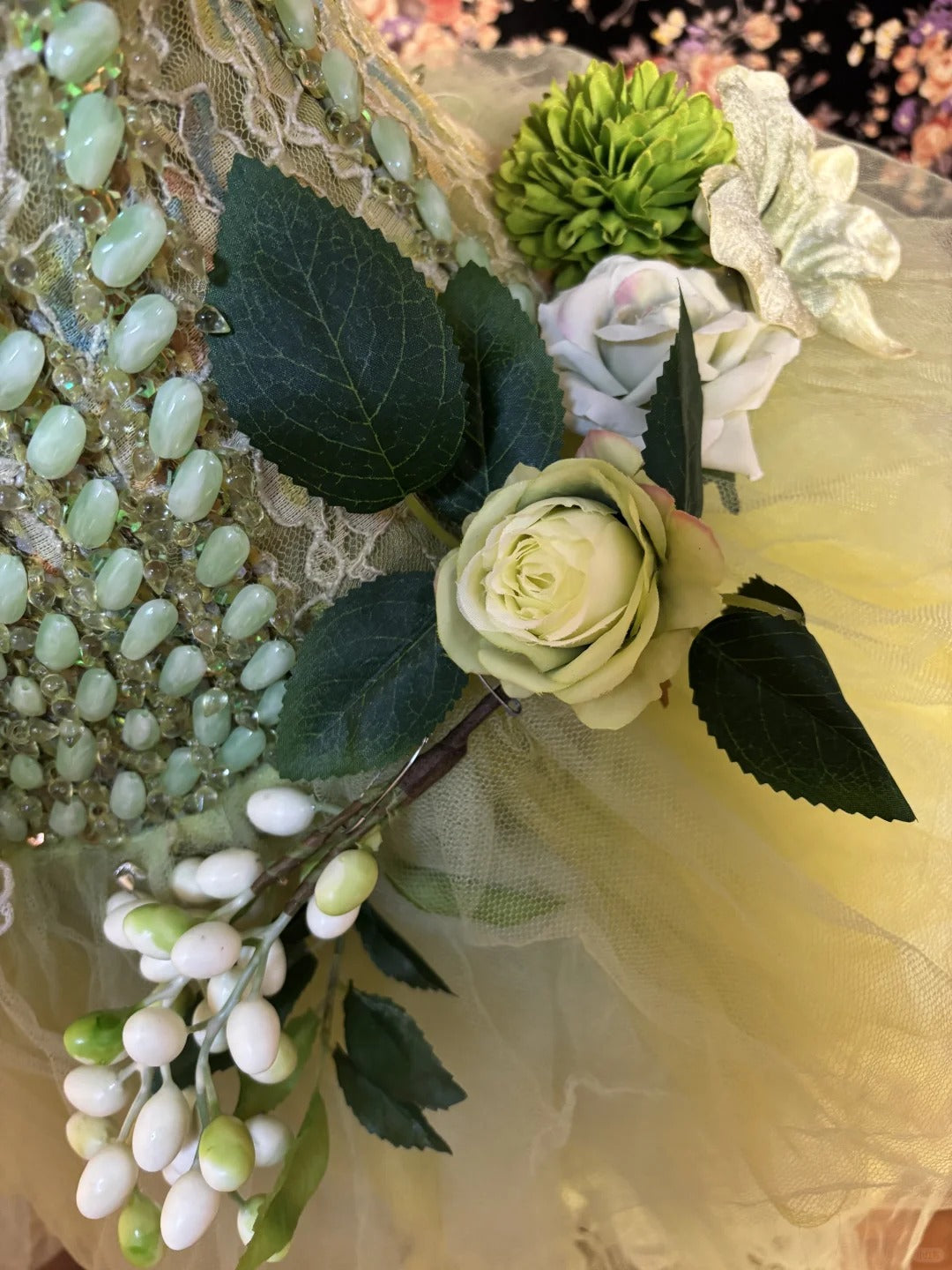 Green Forest Elf Fairy Elegant Exquisite Beaded Floral Short Tulle Homecoming Dress Prom Dress Evening Dress Party Dress nv4012