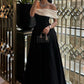 Black fashion elegant charming one shoulder off shoulder short sleeve long slit ball gown evening dress party dress nv2454