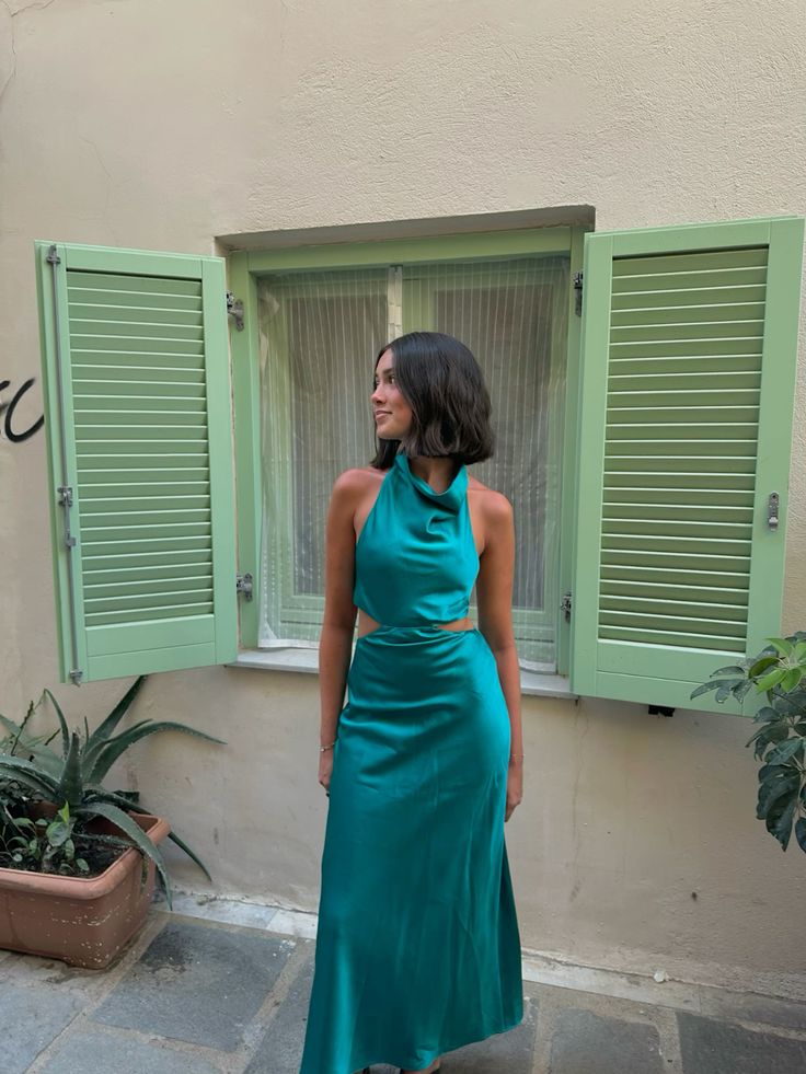 Robe de soirée longue en satin bleu paon, simple et élégante, tenue de bal, de mariage, nv3939