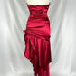 Burgundy Vintage Satin Long Slim Backless Bridesmaid Dress Evening Gown Ball Gown nv4233