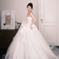Sweetheart Sheer Lace Corset Wedding Dress, Big Bow Tulle Ballgown with Train  NV7352