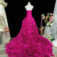 Dark pink stylish elegant long tulle ball gown evening dress nv4777