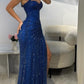 Navy blue beautiful fashion latest long shiny tulle ball gown evening dress nv4572
