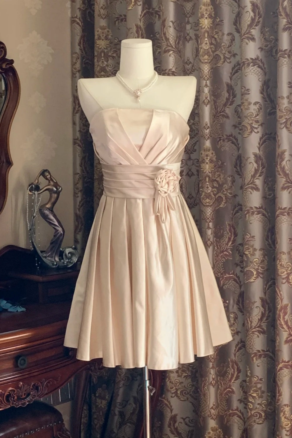 Short Satin Birthday Dress/Holiday Party Dress NV6370