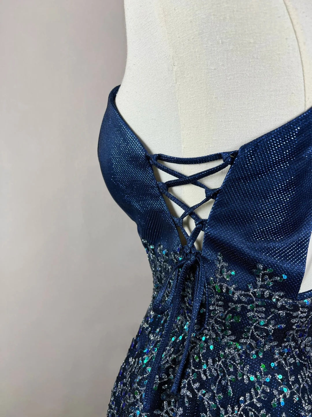 Blue floral beaded fashion short satin homecoming dress birthday dress nv4490