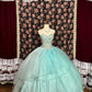 Mint green beaded princess long tulle ball gown evening dress quinceanera dress nv4648