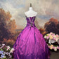 Purple exquisite beaded satin floor-length vintage long ball gown nv5154