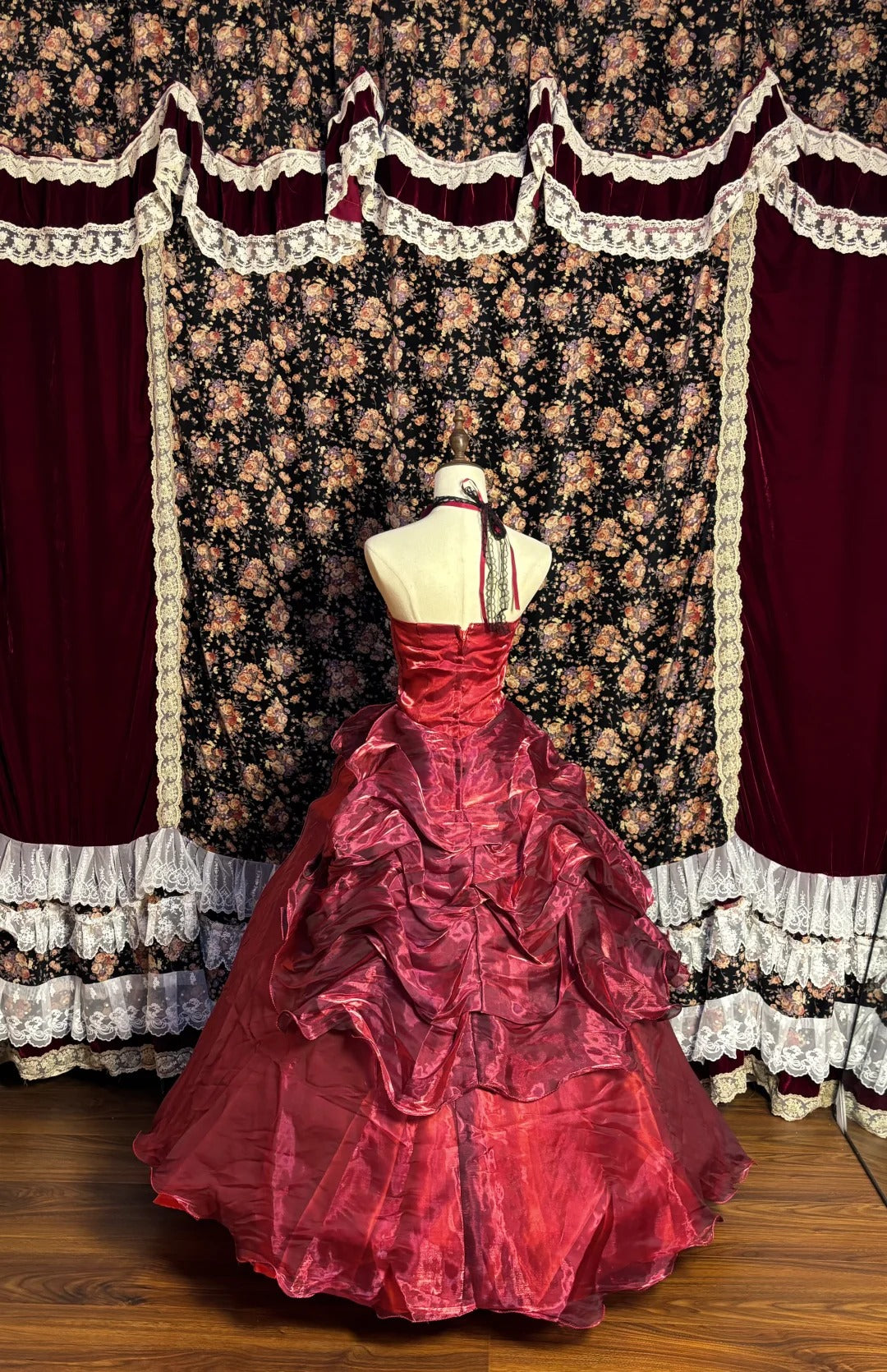 Robe de soirée longue en tulle rouge, magnifique, scintillante et délicate, avec des appliques florales, longueur au sol, nv4017