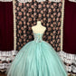 Mint green beaded princess long tulle ball gown evening dress quinceanera dress nv4648