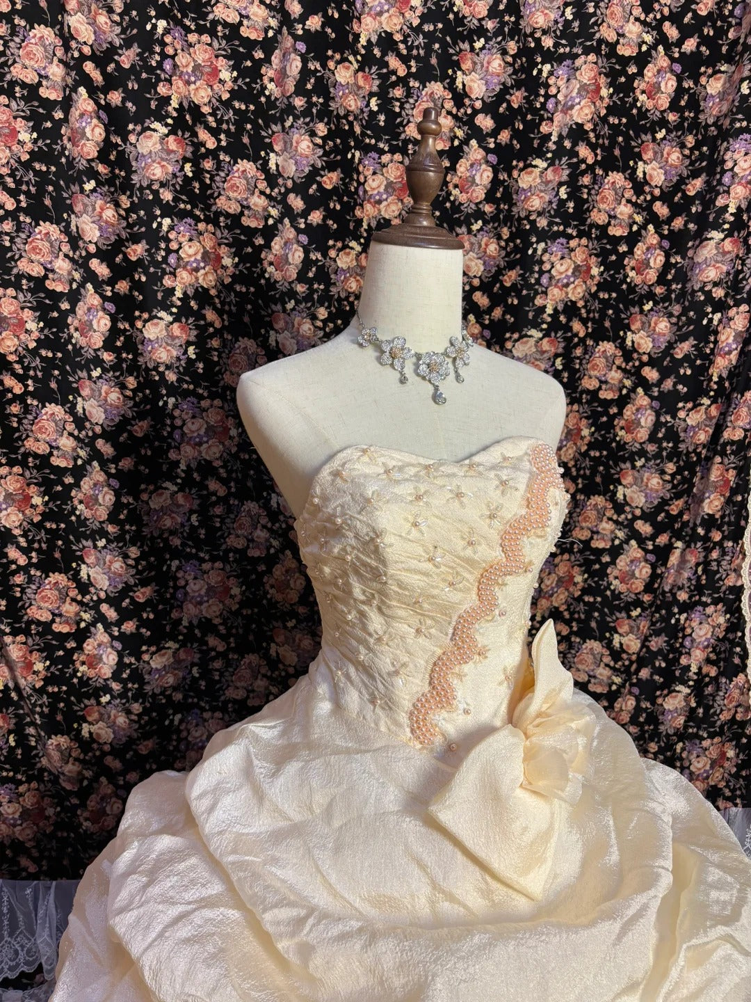 Cream yellow gorgeous sweet and cute exquisite beaded long tulle floor-length princess cake dress prom dress evening dress 16th birthday dress coming of age dress nv4019