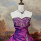 Purple Vintage Fashion Elegant Floral Exquisite Beading Long Satin Floor Length Ball Gown Evening Dress nv4064