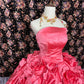 Rosa Blumen Elegante Anspruchsvolle Lange Bodenlange Ballkleid Abendkleid Brautkleid nv4174
