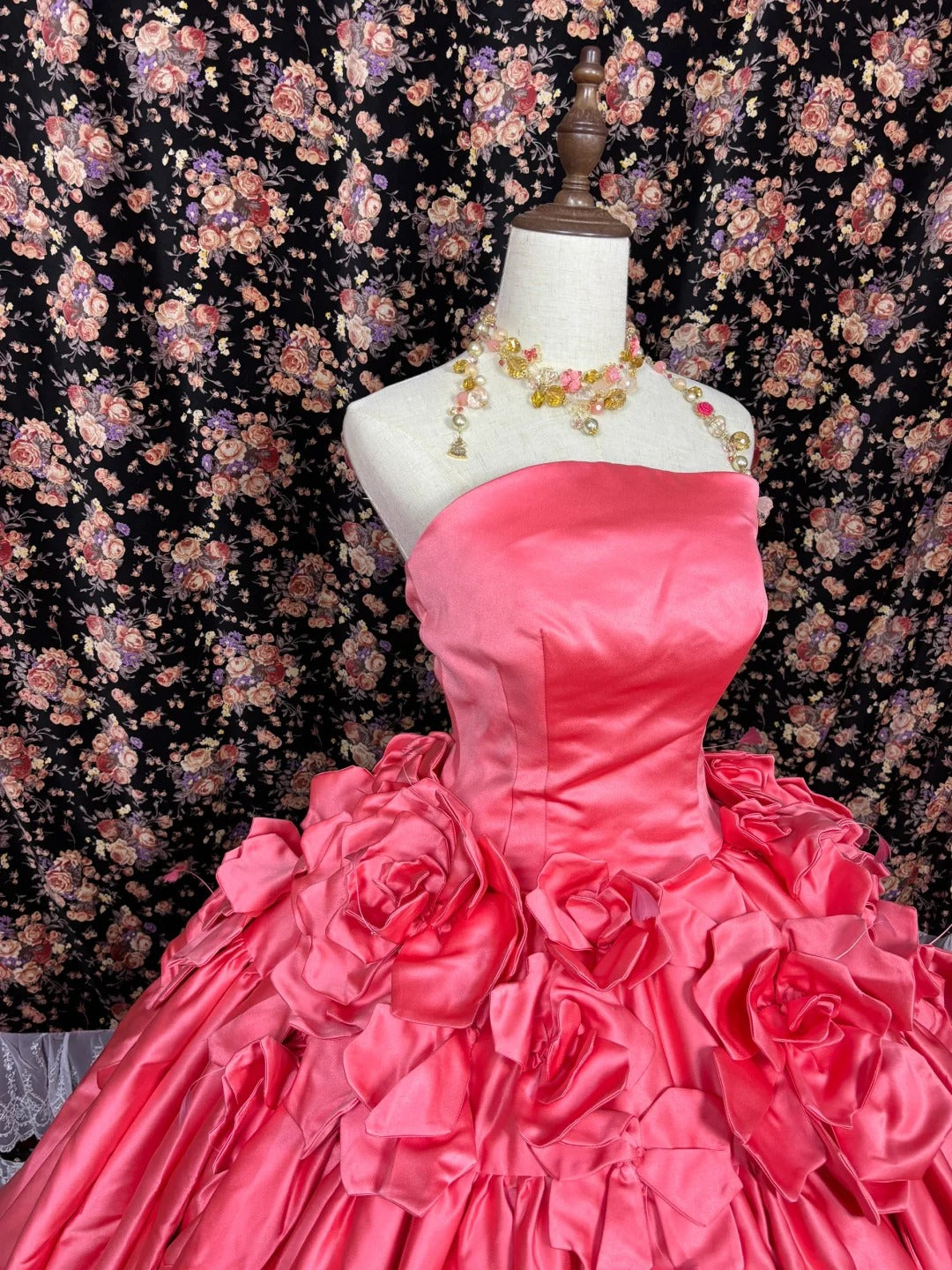 Rosa Blumen Elegante Anspruchsvolle Lange Bodenlange Ballkleid Abendkleid Brautkleid nv4174