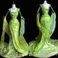 Green Luxury Gorgeous Shiny Vintage Fashion Floral Exquisite Beaded Sequins Long Mermaid Slim Fit Chiffon Ball Gown Evening Gown nv4062