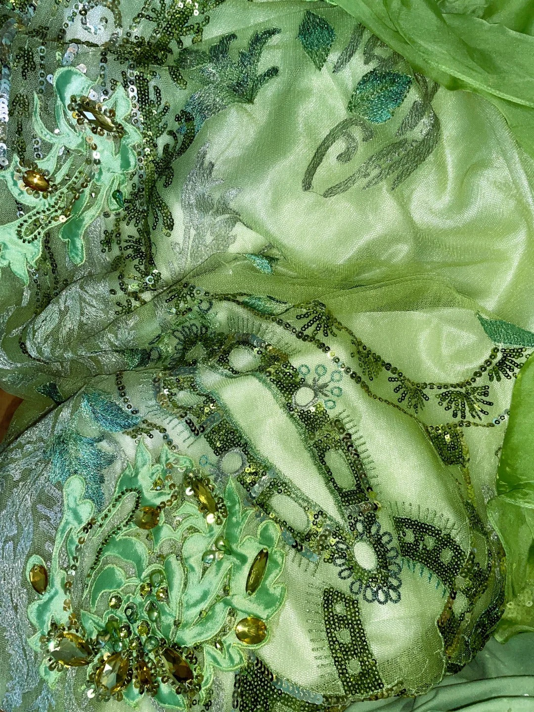 Green Luxury Gorgeous Shiny Vintage Fashion Floral Exquisite Beaded Sequins Long Mermaid Slim Fit Chiffon Ball Gown Evening Gown nv4062