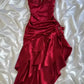 Rotes Homecoming-Kleid aus Satin, lang, für Geburtstagsfeiern, Ballkleid, nv4351