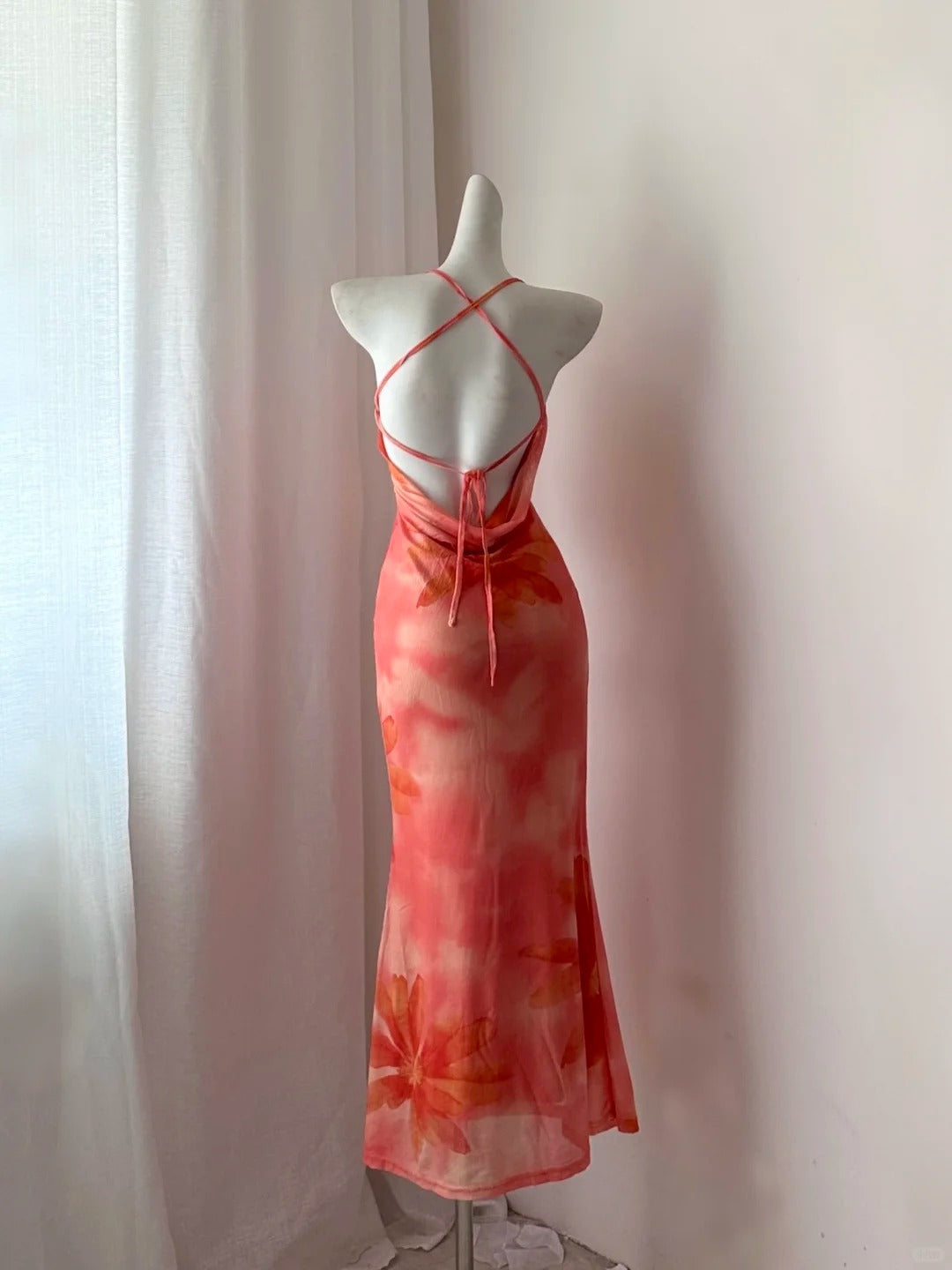 NiceVestidos-Pink mermaid chiffon long travel holiday prom dress Nv5619