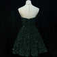 Green shiny princess sequin short retro fashion homecoming dress prom dress evening dress nv4286