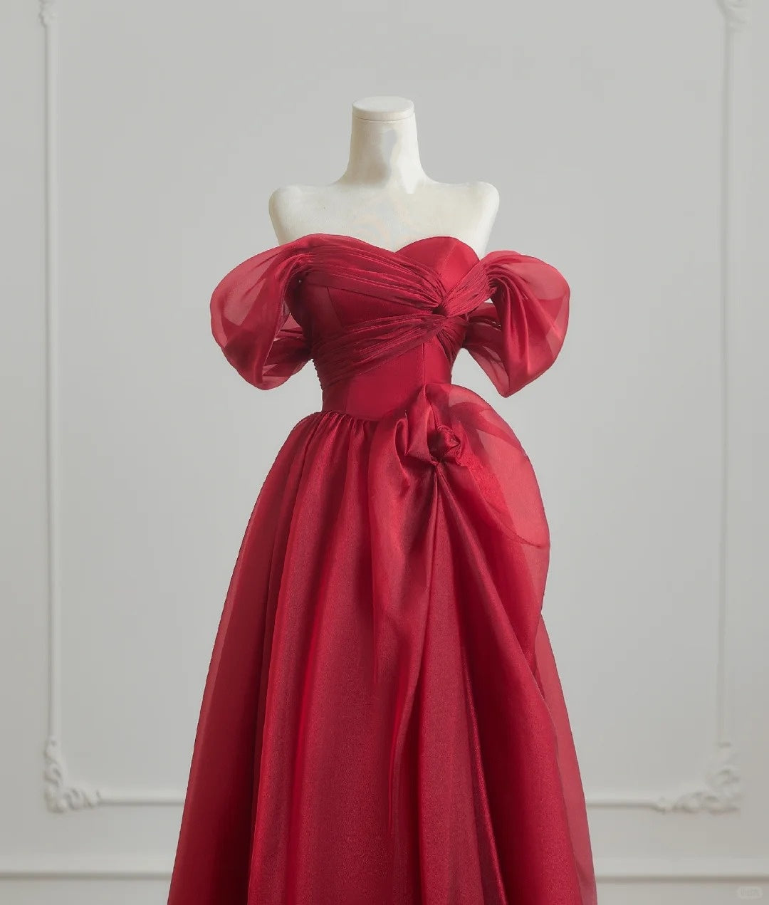 Robe de soirée longue en tulle rouge élégante nv4953