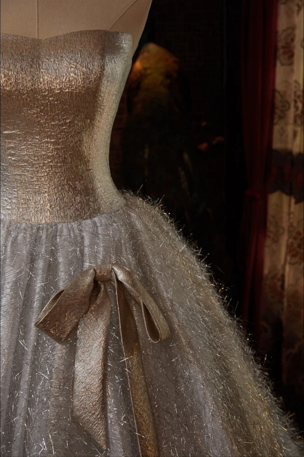 Starlight Gold Sparkling Long Princess Gown NV6535