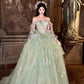 Green, gorgeous, delicate floral long tulle ball gown NV6642