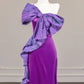 Purple Bow Long Satin Prom Dress Evening Dress Party Dress nv4961