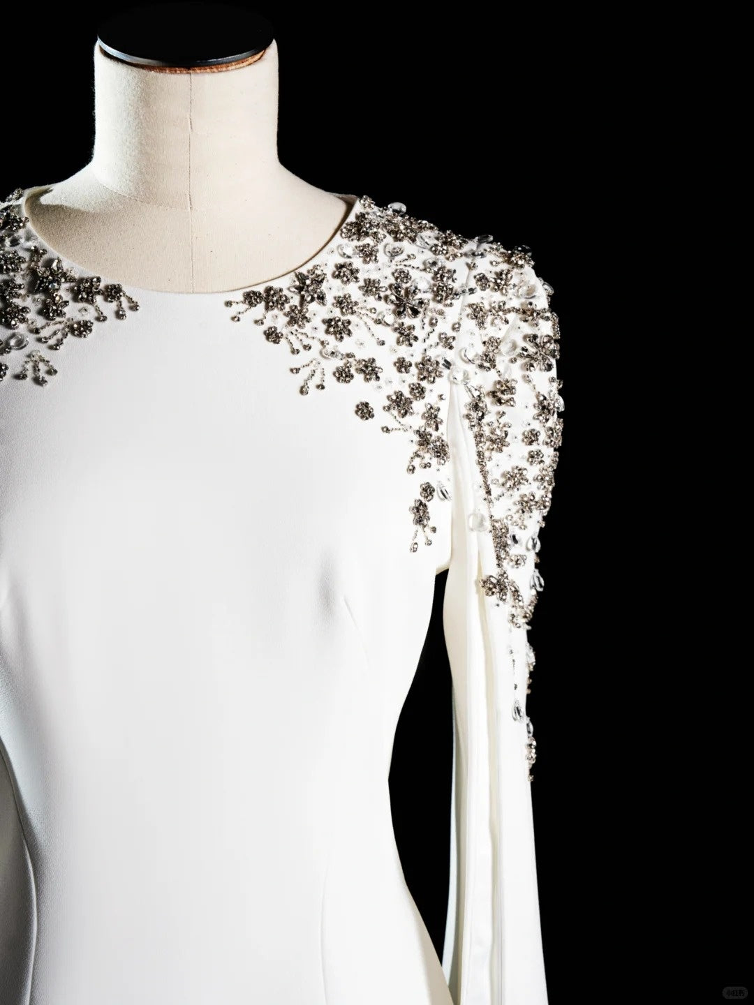 Robe de soirée longue blanche à manches longues et perles, robe de bal tendance, robe de soirée nv4359