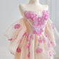 Robe de bal en tulle fleuri rose et violet nv5048