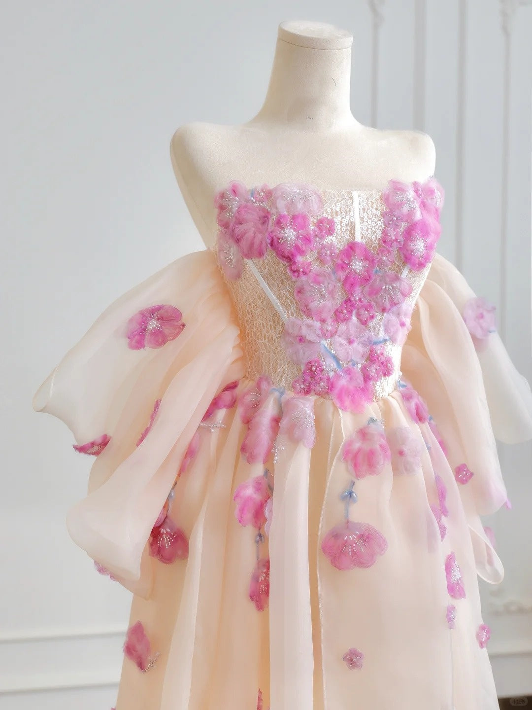 Robe de bal en tulle fleuri rose et violet nv5048
