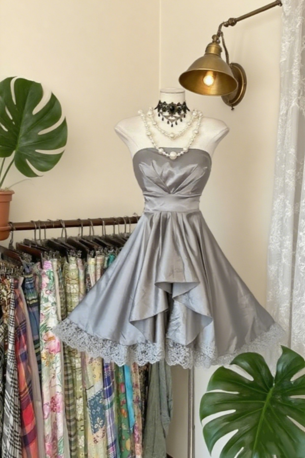 Vintage Hepburn Style Black Strapless Mini Dress - Ruffled Hem Sweet Party Gown NV6756