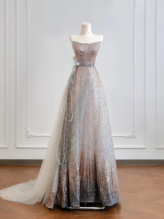 Robe de soirée longue noire à paillettes, dégradé doré, robe de bal, robe de soirée, nv4946