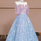 Pink Blue Beaded Long Tulle Floor Length Ball Gown Evening Dress nv5052