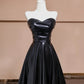 Black simple stylish satin floor-length ball gown evening dress nv5055