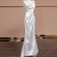 White floral elegant long satin party dress prom dress evening gown nv4542