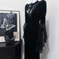 Black Vintage Elegant Delicate Lace Long Velvet Homecoming Dress Prom Dress Evening Dress Birthday Party Dress Prom Dress nv4049