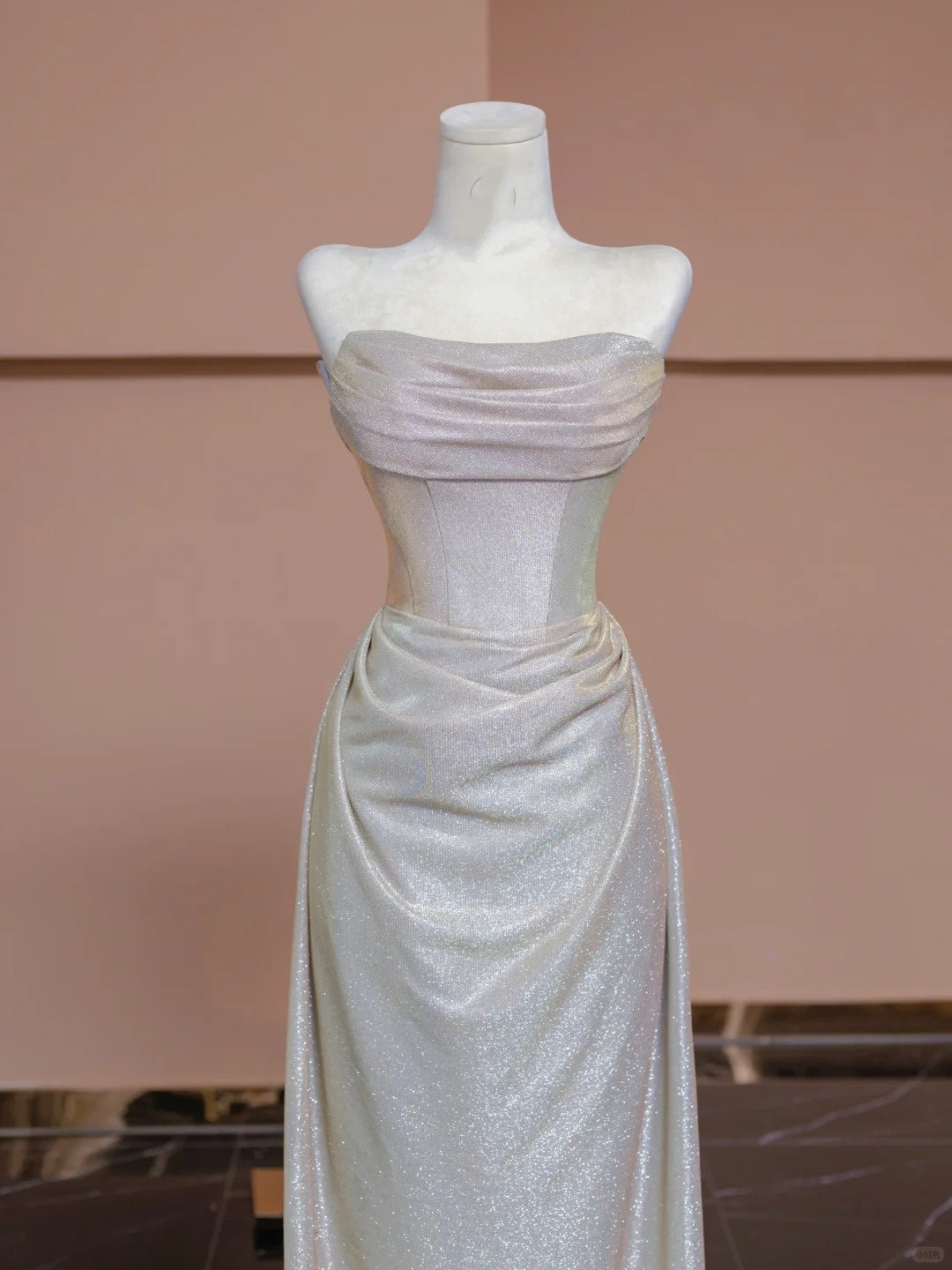 White shiny satin long floor-length ball gown evening dress nv5053