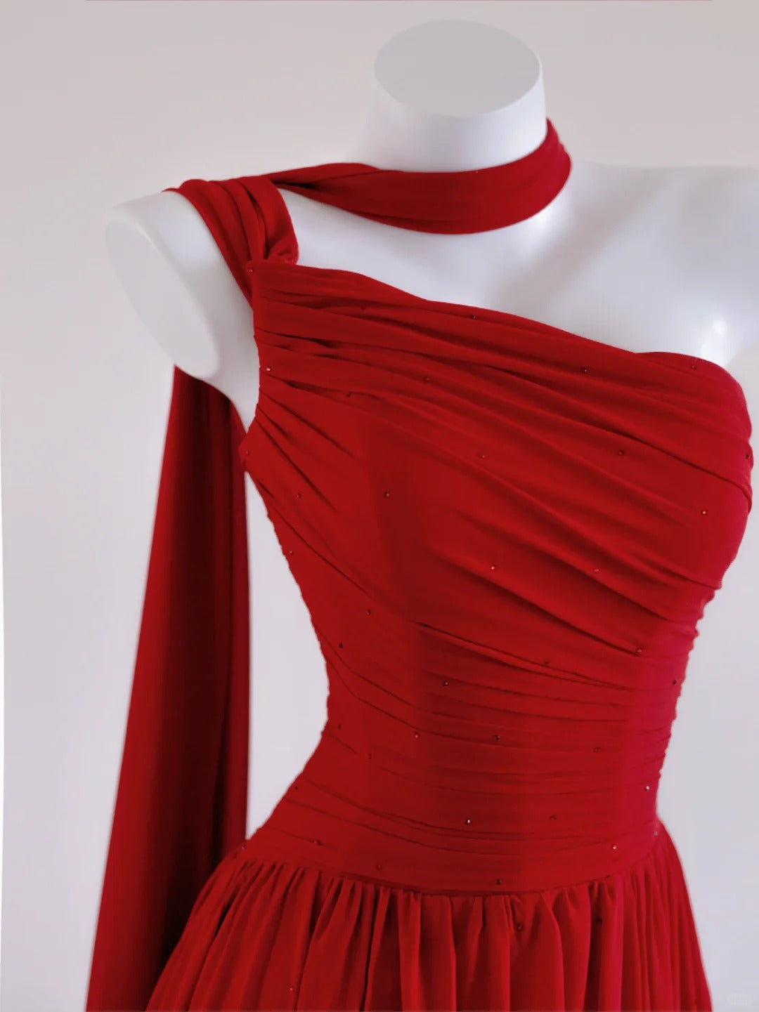 Rotes, modisches Meerjungfrau-Kleid, lang, Chiffon, Ballkleid, Abendkleid, Partykleid, nv4729