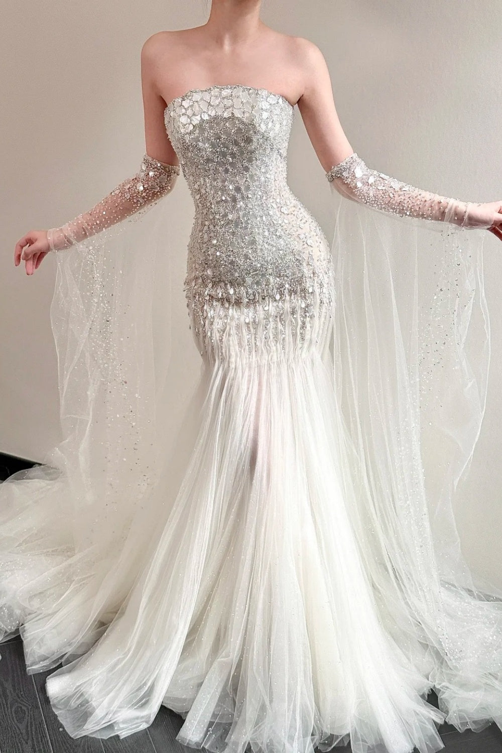 Seashell Crystal Mermaid Long Wedding Dress NV6655