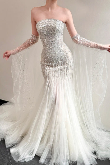 Seashell Crystal Mermaid Long Wedding Dress NV6655