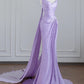 Robe de soirée longue en satin violet, élégante et longue, style féerique, nv4959