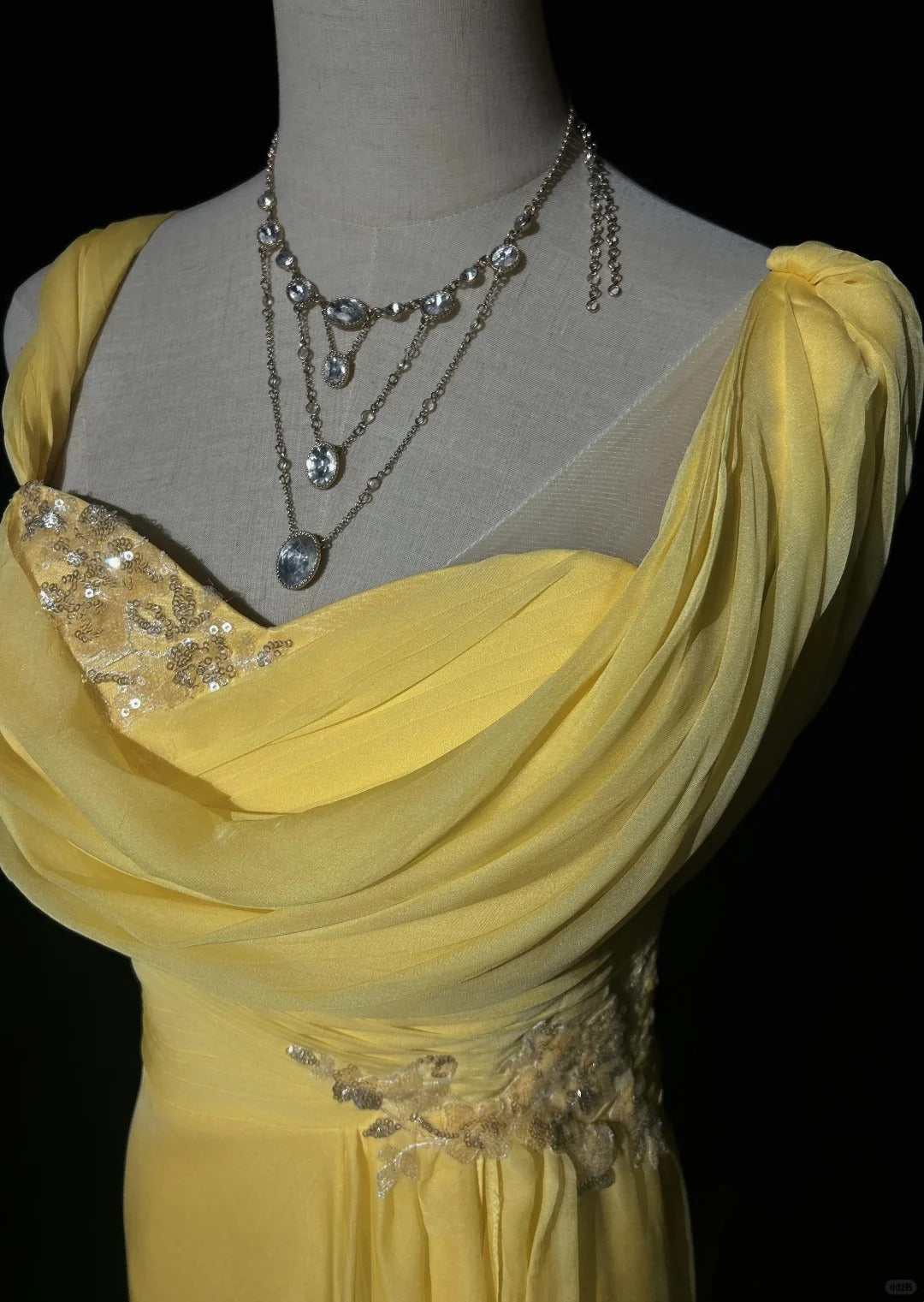 Yellow Beaded Elegant Long Chiffon Prom Dres Evening Gown nv4931