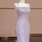 Blue Pink Glitter Beaded Ombre Long Tulle Mermaid Bodycon Floor Length Ball Gown Evening Gown Party Dress nv5054