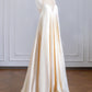 Champagne Fashion Strap Long Satin Prom Dress Evening Dress Party Dress nv4960