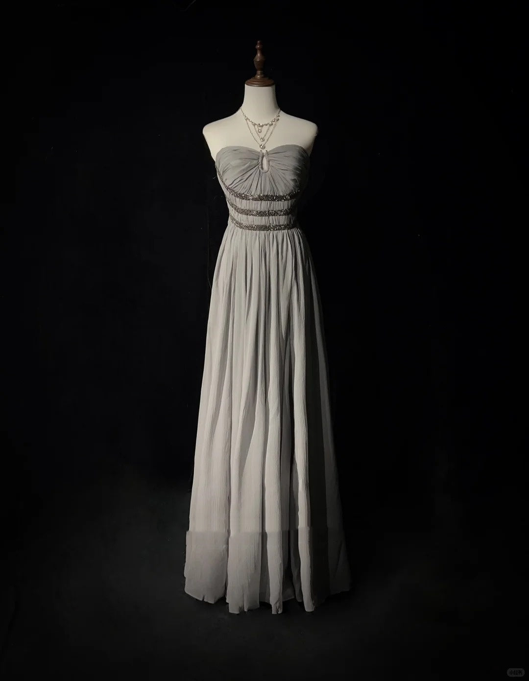 Grey Beaded Elegant Long Chiffon Prom Dres Evening Dress nv4928