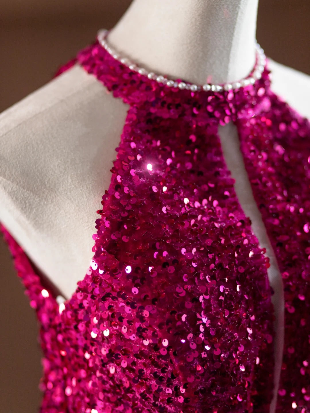 Rosa funkelndes langes Ballkleid mit Pailletten, Abendkleid, Partykleid, nv4750